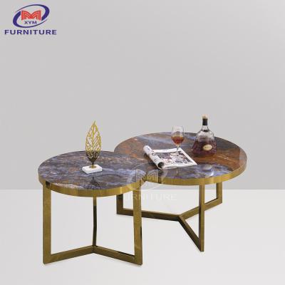 Chine Café en acier moderne autour des tables de marbre d'acier inoxydable d'emboîtement pour le salon à vendre