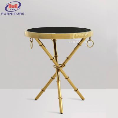 China Modern Circular Round Marble Top Table Gold Stainless Steel Frame for sale