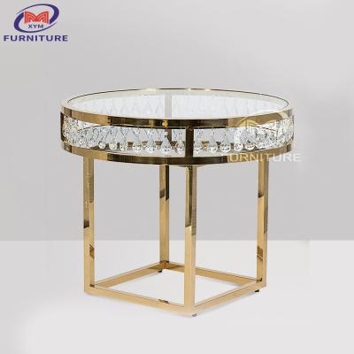 China ODM Crystal Pendant Gold Coffee Table Tempered Glass Countertop For Hotel for sale