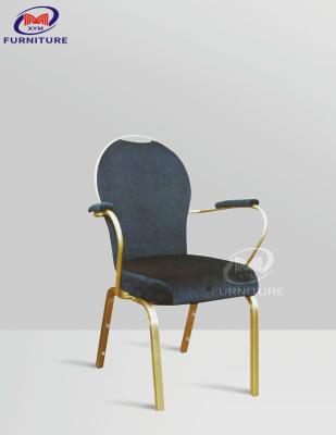 中国 Armrestが付いている青く柔らかい生地のホテルの宴会の椅子の金属フレーム 販売のため