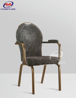 China Brown druckte Bankett-Stuhl mit Armlehnen-Metallrahmen-Hotel-Möbeln zu verkaufen
