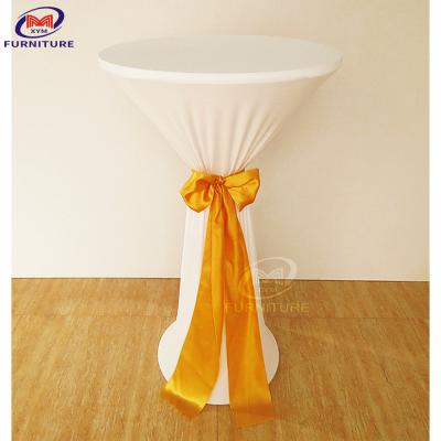 China Spandex Plain Covers And Sashes Small Bar Table Cloth For Party With Straps for sale