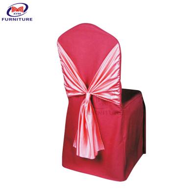 China Hotel Outdoor Smooth Chair Covers And Sashes Polyester / Cotton Red With Bow for sale