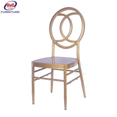 China SGS Hotel Dining Chair Metal Iron Phoenix Flat Tube Aluminum Hopper Back Bamboo Chair en venta