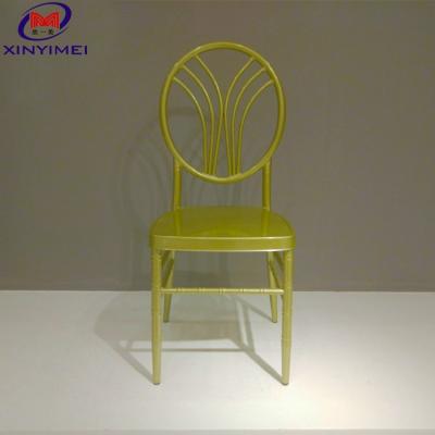 China Customized Golden Phoenix Bamboo Chair Line Backrest European Round Back Iron Banquet Chair for sale