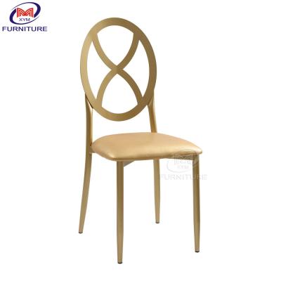 China Customized Metal Wedding Restaurant Dining Chairs Cross Round Back Iron Variety Bamboo zu verkaufen