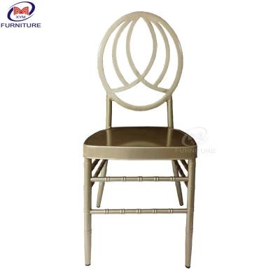 中国 Round Flower Buds Backrest Wedding Chiavari Chair Champagne Gold Aluminum Metal Bamboo Chairs 販売のため