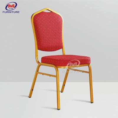 China Personalised Modern Red Fabric Hotel Banquet Chair Metal Frame For Church Hall for sale