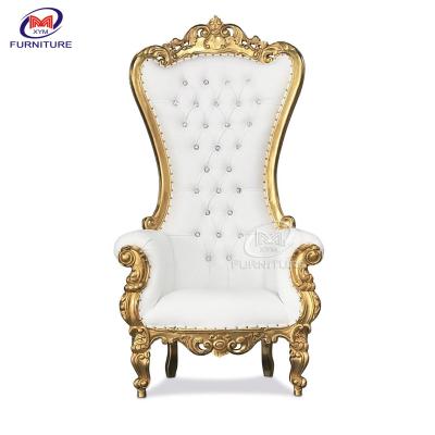 China Boda alta de la silla del trono de princesa White Gold Royal en venta