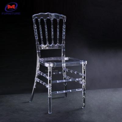 China Acrílico de amontonamiento moderno Napoleon Chair de Crystal Wedding Chiavari Clear Resin en venta