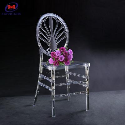 China Nordic Style Resin Chiavari Chair Outdoor Weeding Chair Clear Color Peocock Pattern for sale