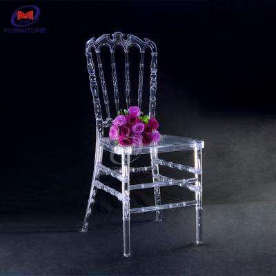 China Crystal Ice Napoleon Back Resin Chiavari Chair Event Furniture For Wedding for sale