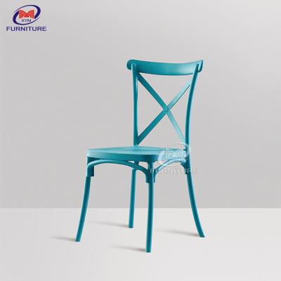 China Commercial Stackable Resin Party Event Plastic Chair X Back For Wedding for sale