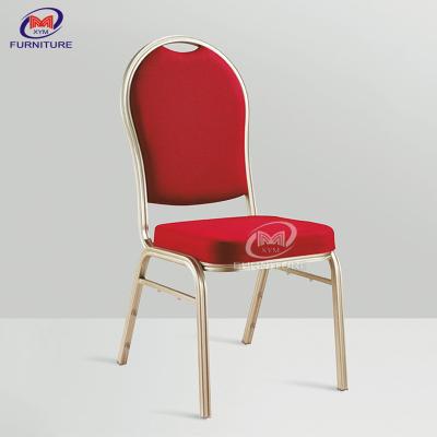 China Gold Aluminum Round Back Hotel Banquet Burgundy Banquet Chairs For Party Hall for sale