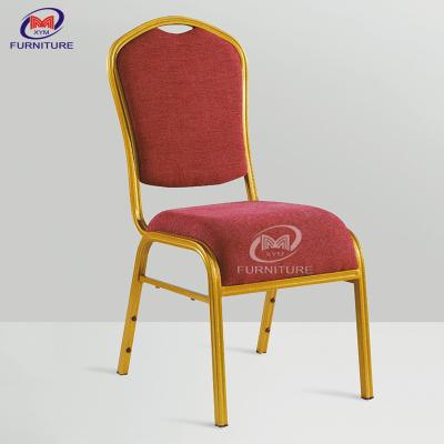 China Cushioned Hotel Banquet Chair Fabric Upholstered Dining Chairs With Steel Frame for sale