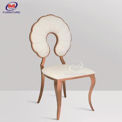 China Gold Stainless Steel Wedding Chair Banquet Table Chairs with Flower Shape Backrest for sale