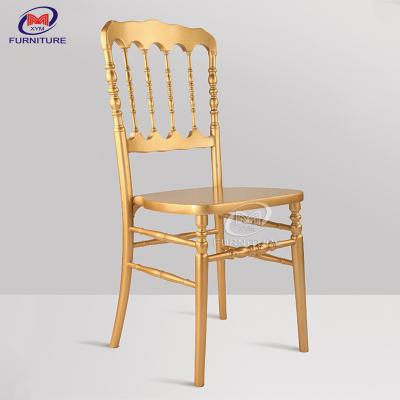 China Stackable Gold Solid Wooden Napoleon Chair For Wedding Reception for sale