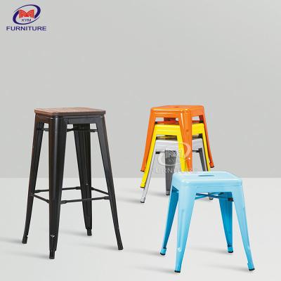 China Stackable Backless Metal Bar Stool Chair Industrial Iron Counter Height for sale