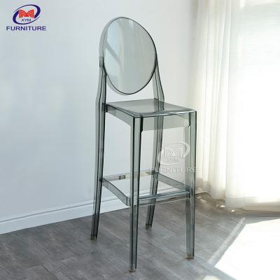China Party Ghost Smoke Grey Plastic Bar Stools Chair With Backs for sale