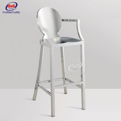China Modern Stainless Steel Bar Height Chairs Stools With Arms Round Back 5KG for sale