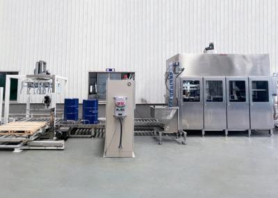 China Two Nozzles 200L Fully Automatic Acrylic Acid Chemical Liquid Filling Machine With Auto Drum Palletizer à venda