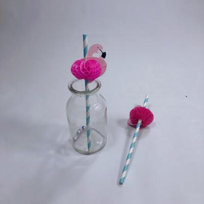 China FSC Flamingo Paper Straw Decorations Disposable Cocktail Drinking Straw for sale