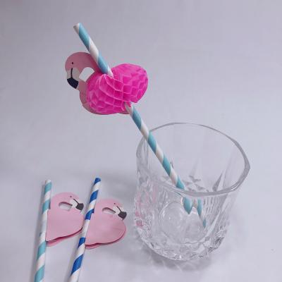 China Paper straws for Party Flamingo cartoon paper straws Flamingo Pineapple pattern paper straws custom sticker for sale