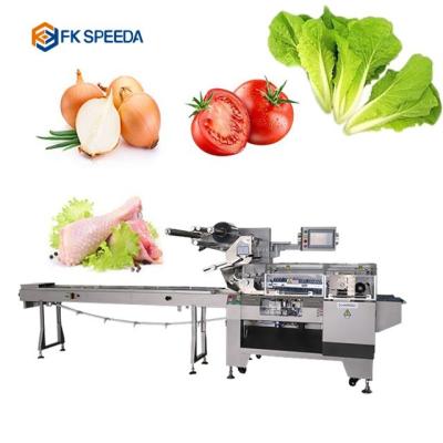 China Plastic Packaging Material Automatic Romaine Lettuce Flow Type Pillow Packing Machine for sale