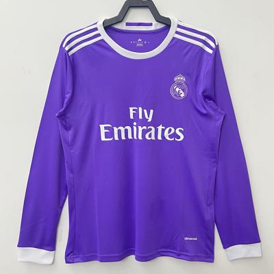 중국 판 장 슬리브 축구 셔츠 자주빛 복고 축구 셔츠 판매용