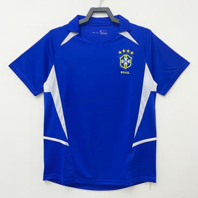 China Stripe Twill Retro Soccer Shirts Blue V Neck Football Jersey for sale