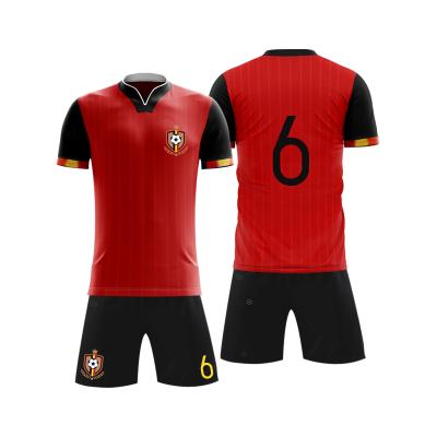 China Breathable Custom Soccer Uniforms Quick Dry Football Polyester Fabric Shirt for sale