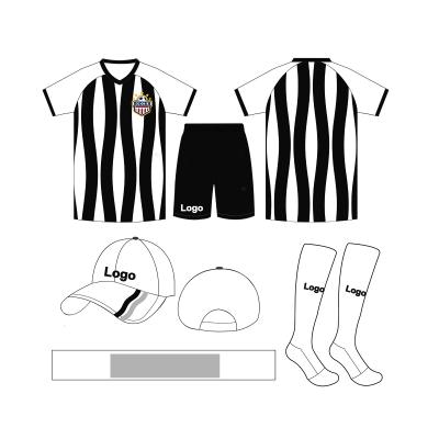 China Moisture Wicking Custom Football Uniforms Breathable Fabrics Black And White Jersey for sale