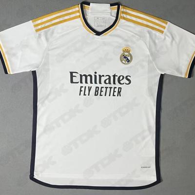 China Fan Polyester White Football Jersey Tear Resistant Striped Football Shirts for sale