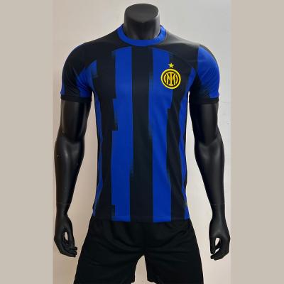China Blue Black 100% Polyester Football Fan Jersey Resilient for sale