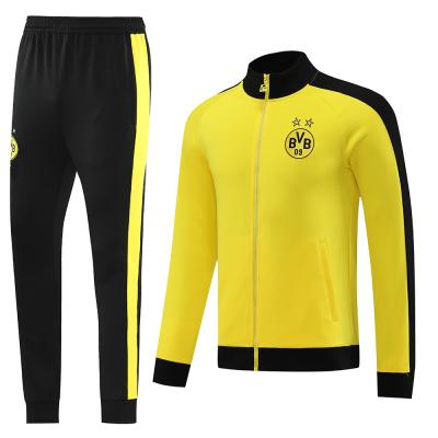 China Yellow Old Football Tracksuits Set Embroidered Printing Football Training Suit for sale