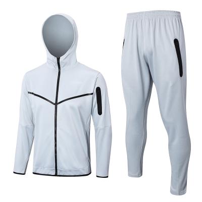 China Grey Football Training Tracksuit Long Drawstring Hooded for sale