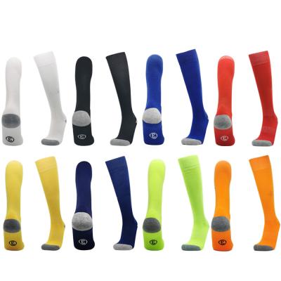 China Solid Color Versatile Men Grip Soccer Socks Polyester Cotton Football Socks Anti Slip for sale