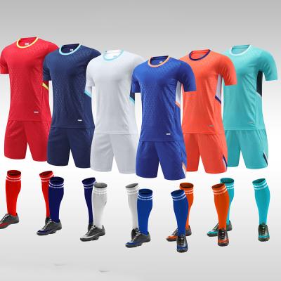 China Casual Custom Plain Soccer Jerseys Breathable Blue White Orange Football Jersey Set for sale