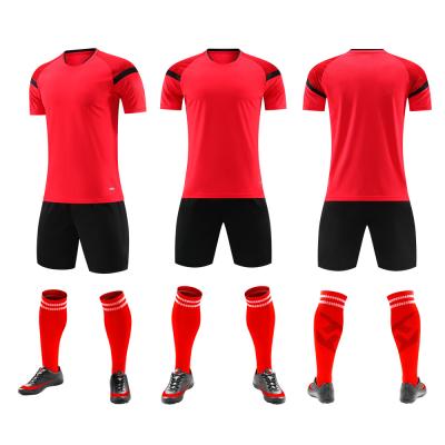 China Customization Plain Red Soccer Jersey Plain Full Set Soccer Uniforms for sale
