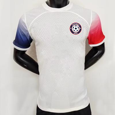 China 100% Polyester Custom Football Jersey 140-145gsm White Soccer Jersey for sale
