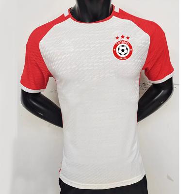 중국 Twill / Plain Pattern Thai Quality Football Jersey Red And White Men'S Football Uniform 판매용