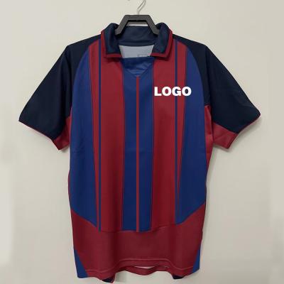 China Retro Polyester V Neck Red Blue Soccer Jersey Quick Dry for sale