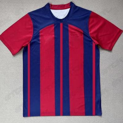 China Durable Football Team Jersey Blue Red Polyester Fiber Fan Soccer Jersey for sale