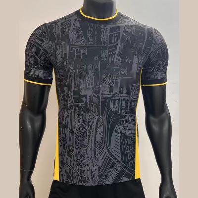 중국 셔츠를 훈련시키는 오래가는 팬 버전 셔츠 100% 폴리 에스트레르 섬유 검은 축구 판매용
