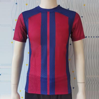 China Fabric Durable Soccer Team Jersey Polyester Breathable Striped Soccer Shirt for sale
