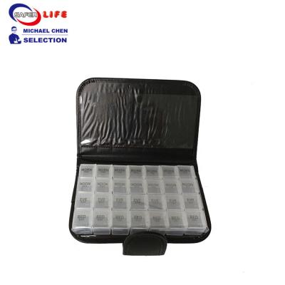 China Wallet Pocket Pill Dispenser Box Case Organizer Container Medicine PU Cover 28 Compartments for sale