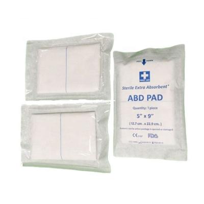 中国 Medical Tape Bandage Supplies 100% Pure Cotton Surgical Trauma  Abdominal Pad Dressing ABD Pad Manufacturer 販売のため