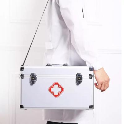 China Empty Portable Metal Aluminum Alloy First Aid Box Case With Lock For Clinic Home Visit Outcalls case Kit for sale