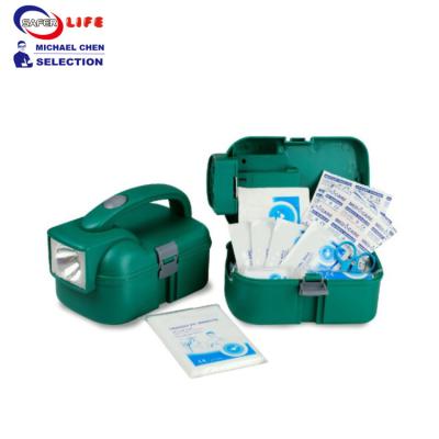 China FDA Portable First Aid Kit Emergency Automobile Torch Box Tool Case With Light for sale