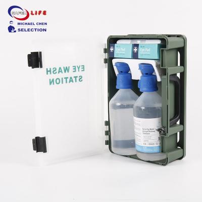 China Saferlife Wall Mount First Aid Portable Eye Wash Station Emergency Rescue CE Plastic Case for sale